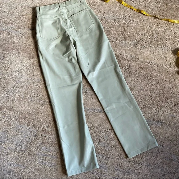 Abercrombie & Fitch 90’s Straight Ultra High Rise Vegan Leather Sage Green Pants - Picture 9 of 10